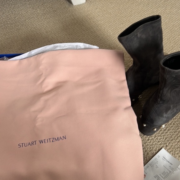 Stuart Weitzman Siggy 60 Pearl Suede Bootie size 10, slate grey - Picture 8 of 9